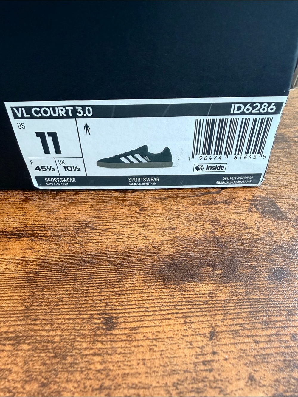 adidas Men’s Black Sneakers with White Stripes and Gum Sole - Picture 7 of 7
